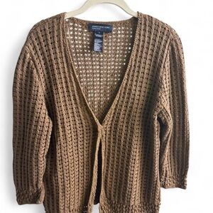 Jones New York Brown Open Knit Sweater